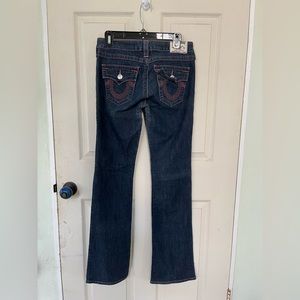 True religion boot cut flare low rise jeans size 28 women’s y2k pink pocket